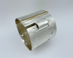 2"Forged cuff with clasp sterling silver and yellow gold