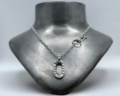 Elliptic Amulet With Black Diamonds Necklace