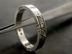 Larissa's Wedding Ring, Platinum Diamonds, Carved