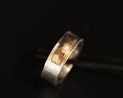 ISHA'S RING STERLING SILVER AND YELLOW GOLD 6MM WIDE