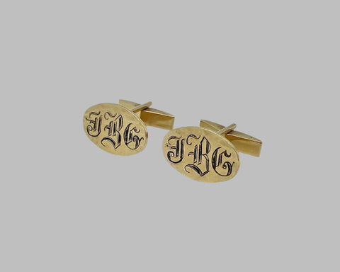 Monogrammed Engraved Oval Shirt Cufflinks