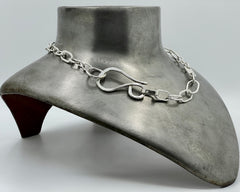 MIXED LINK WITH OVERSIZE CLASP NECKLACE STERLING SILVER