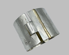 2"Forged cuff with clasp sterling silver and yellow gold