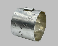 2"Forged cuff with clasp sterling silver and yellow gold