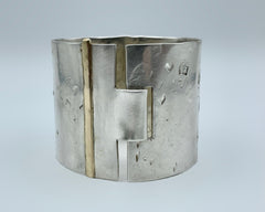 2"Forged cuff with clasp sterling silver and yellow gold