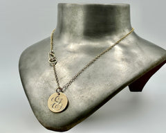 Large Coin  on baby chain necklace yellow gold