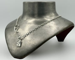 LARGE FORGED TAG NECKLACE STERLING SILVER