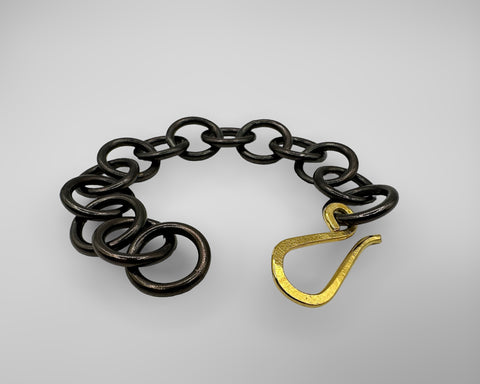 BALTIC BRACELET BLACK AND YELLOW GOLD PLATE