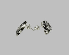 CARVED HEART EARRINGS STERLING SILVER