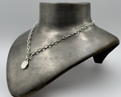 OVAL-SHAPED AMULET NECKLACE STERLING SILVER
