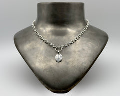 OVAL-SHAPED AMULET NECKLACE STERLING SILVER