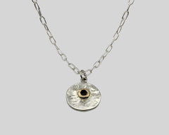 DANUBE COIN NECKLACE STERLING SILVER AND YELLOW GOLD