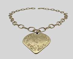 CARVED HEART NECKLACE YELLOW GOLD