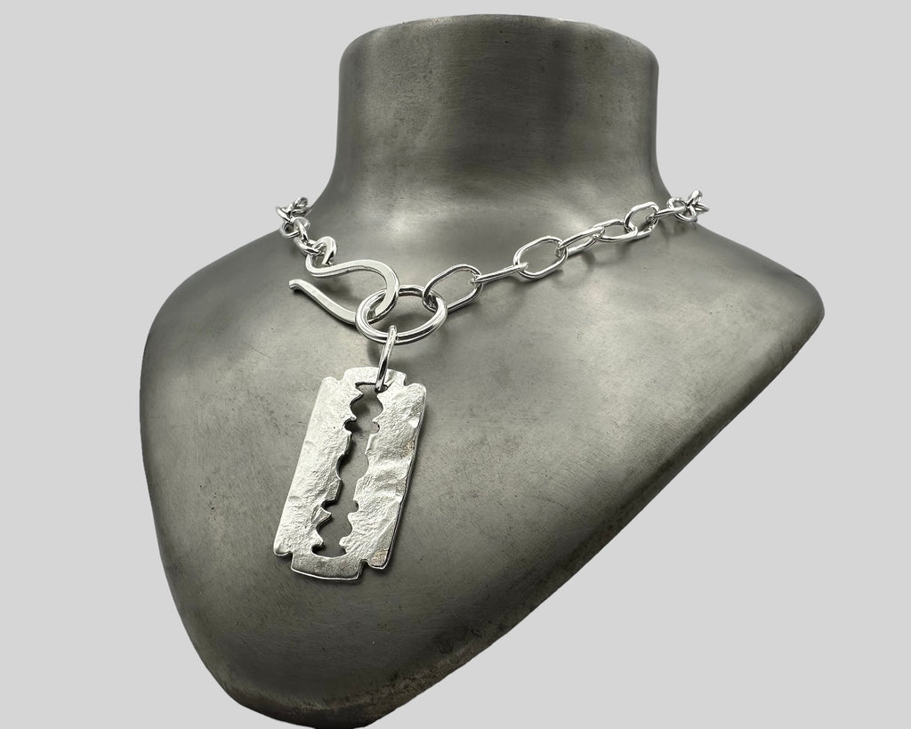 Razor blade chain necklace hotsell