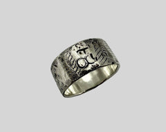 Free Style Carved Zeus Ring Sterling Silver