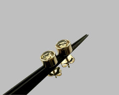 CITRINE TUBE STUDS YELLOW GOLD