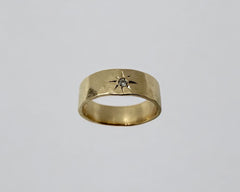JUAN'S RING YELLOW GOLD AND DIAMOND 6MM WIDE