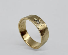 JUAN'S RING YELLOW GOLD AND DIAMOND 6MM WIDE