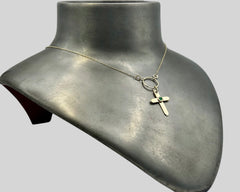 EMERALD CROSS NECKLACE YELLOW GOLD