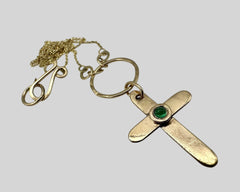 EMERALD CROSS NECKLACE YELLOW GOLD