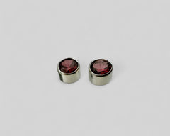 RED GRANATUM TUBE STUDS STERLING SILVER
