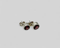RED GRANATUM TUBE STUDS STERLING SILVER