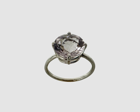 ROSE DE FRANCE SOLITAIRE RING - 14KT WHITE GOLD & ROSE DE FRANCE