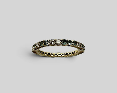 POLYCHROME MOSAIC BAND - 14KT YELLOW GOLD ALEXANDRITE, TOPAZ & DIAMOND