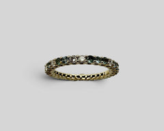 POLYCHROME MOSAIC BAND - 14KT YELLOW GOLD ALEXANDRITE, TOPAZ & DIAMOND