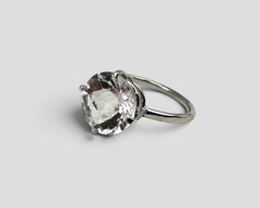ROSE DE FRANCE SOLITAIRE RING - 14KT WHITE GOLD & ROSE DE FRANCE