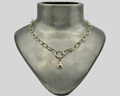 FORGED TAG WITH RUBY NECKLACE YELLOW GOLD
