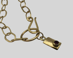 FORGED TAG WITH RUBY NECKLACE YELLOW GOLD