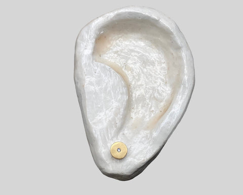 FORGED ROUND STUD WHITE DIAMOND AND YELLOW GOLD