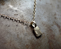 Forged tag ID Charm Necklace- Yellow Gold