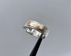 ISHA'S RING STERLING SILVER AND YELLOW GOLD 6MM WIDE