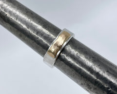 ISHA'S RING STERLING SILVER AND YELLOW GOLD 6MM WIDE