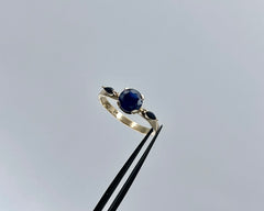 Dakota's ring blue sapphires and yellow gold