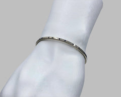 Number 80 Flat Cuff - White Gold & Black Diamonds