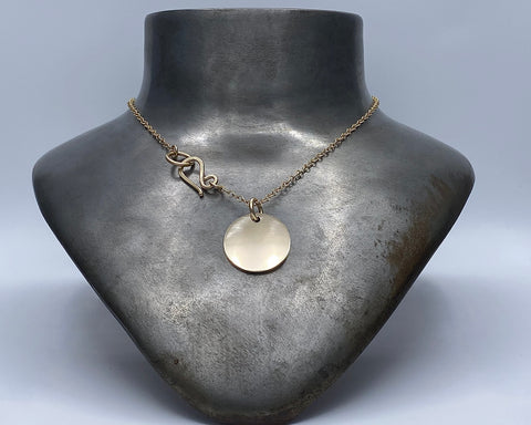 Large Coin  on baby chain necklace yellow gold