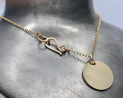 Large Coin  on baby chain necklace yellow gold