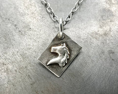 Horse Head Charm Necklace Sterling Silver