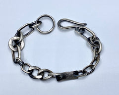 mixed link bracelet sterling silver