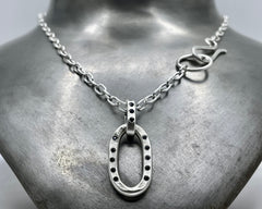 Elliptic Amulet With Black Diamonds Necklace