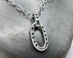 Elliptic Amulet With Black Diamonds Necklace