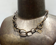 FREE STYLE MIXED LINK NECKLACE BRONZE