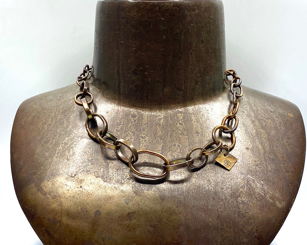 FREE STYLE MIXED LINK NECKLACE BRONZE