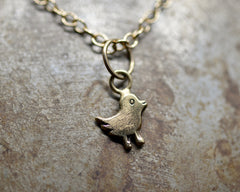 Logo Bird Charm Necklace- Yellow Gold