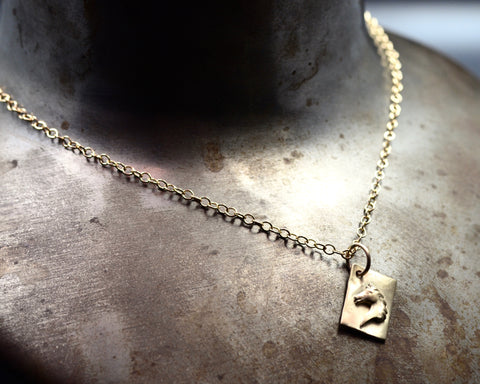 Horse Head Charm Necklace - Yellow Gold