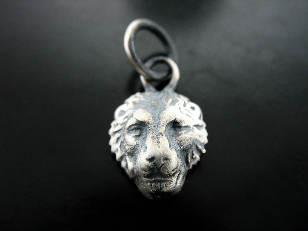 Lion Head Charm Sterling Silver