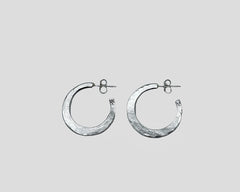 Forged Crescent Hoops sterling silver